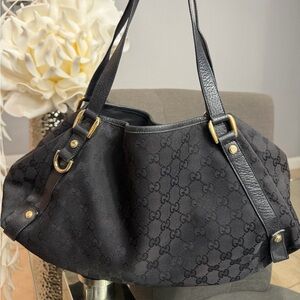 Gucci Black Monogram Shoulder Bag